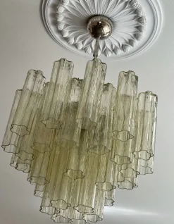Pamono Honey Murano Glass Chandeliers, Set of 2