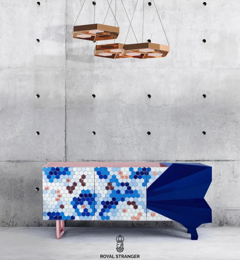 Pamono Honeycomb Blue Sideboard by Royal Stranger> Storage