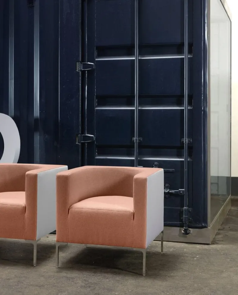 Clearance Pamono Hub Two-Seater Sofa in Stainless Steel and Upholstery by Quinti Sedute