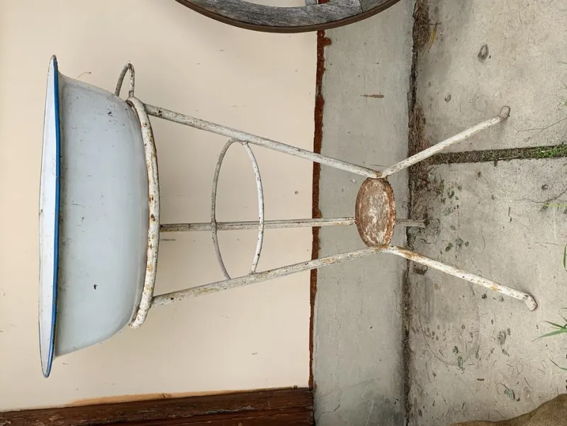 Pamono Hungarian Iron Wash Stand or Garden Planter, 1940s, Set of 2> Planters And Jardiniere