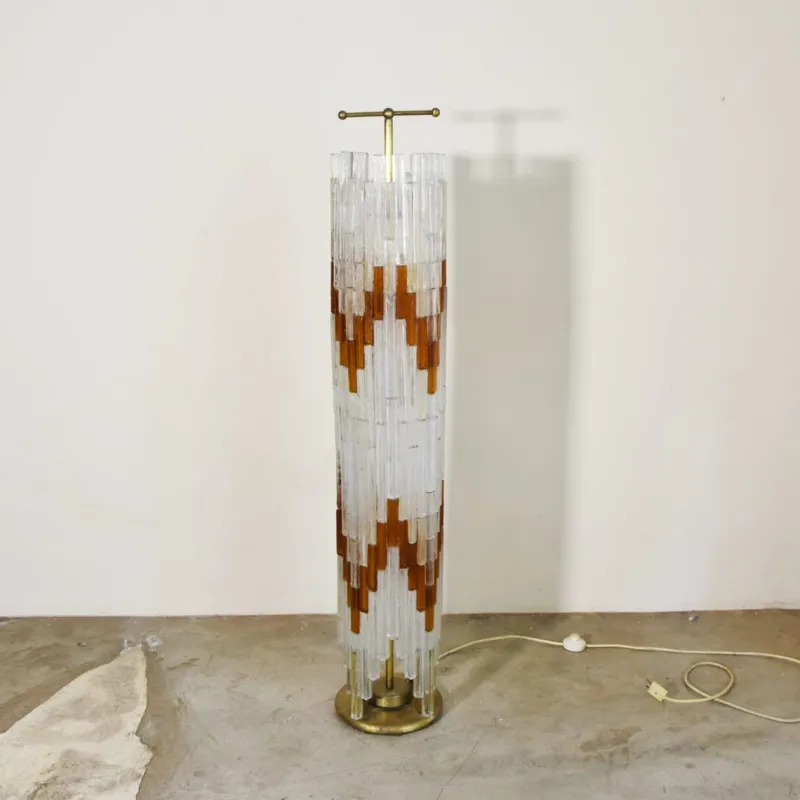 Pamono Ice & Orange Murano Glass Floor Lamp by Albano Poli for the Poliarte> Floor Lamps