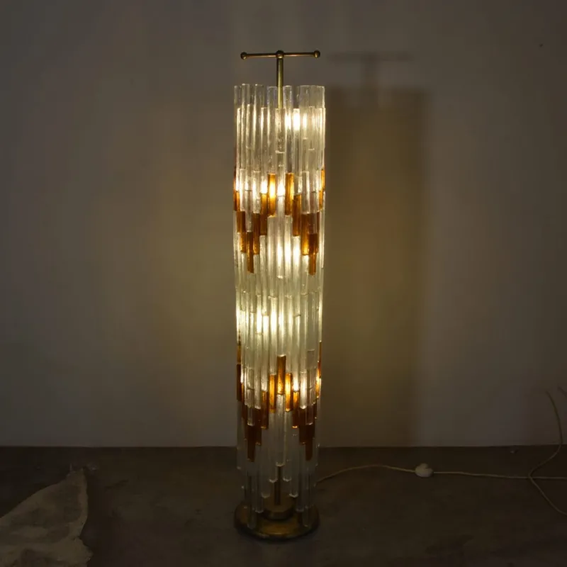 Pamono Ice & Orange Murano Glass Floor Lamp by Albano Poli for the Poliarte> Floor Lamps