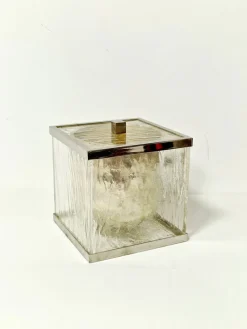 Pamono Ice Acrylic Glass and Steel Ice Bucket, Italy, 1970s> Ice Buckets & Wine Coolers