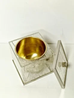 Pamono Ice Acrylic Glass and Steel Ice Bucket, Italy, 1970s><noscript><img width=