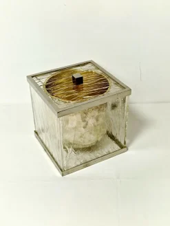 Pamono Ice Acrylic Glass and Steel Ice Bucket, Italy, 1970s><noscript><img width=