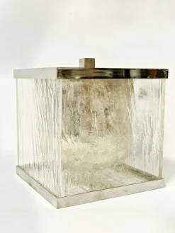 Pamono Ice Acrylic Glass and Steel Ice Bucket, Italy, 1970s><noscript><img width=