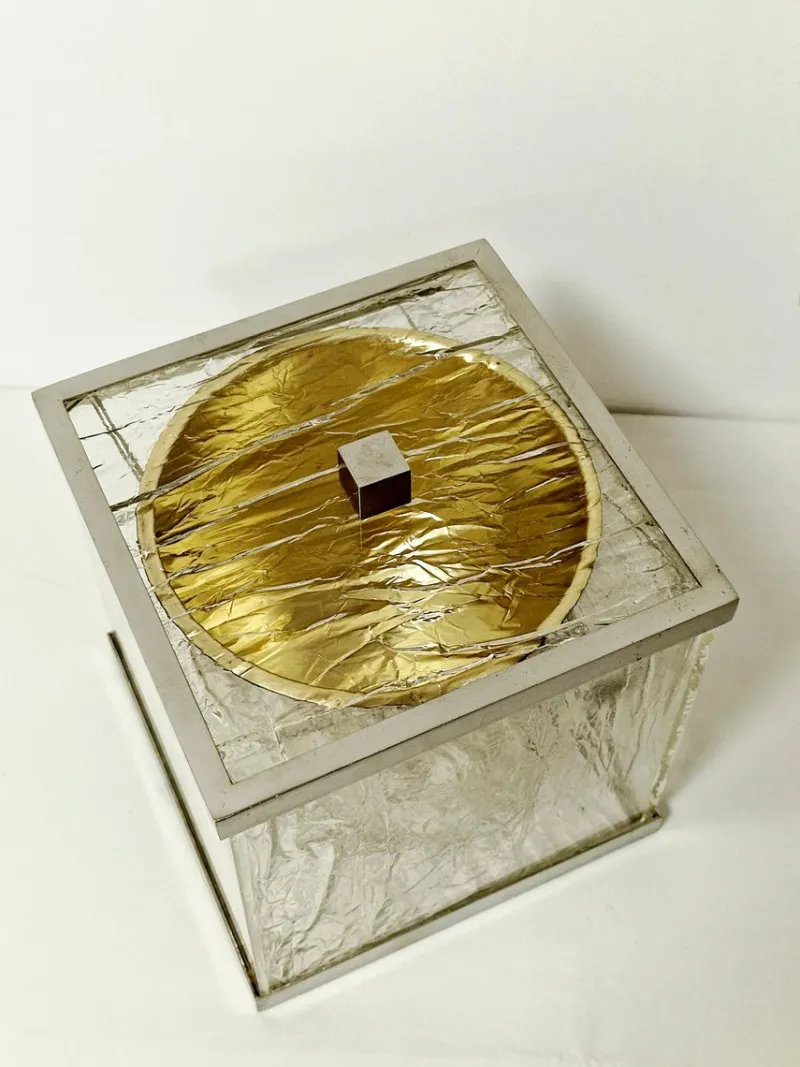 Pamono Ice Acrylic Glass and Steel Ice Bucket, Italy, 1970s> Ice Buckets & Wine Coolers