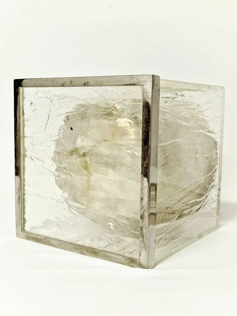 Pamono Ice Acrylic Glass and Steel Ice Bucket, Italy, 1970s> Ice Buckets & Wine Coolers