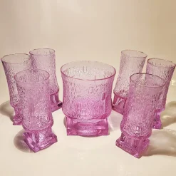 Pamono Ice Bucket and 6 Glasses in Murano Glass Alexandrite, Italy, 1960s, Set of 7> Ice Buckets & Wine Coolers
