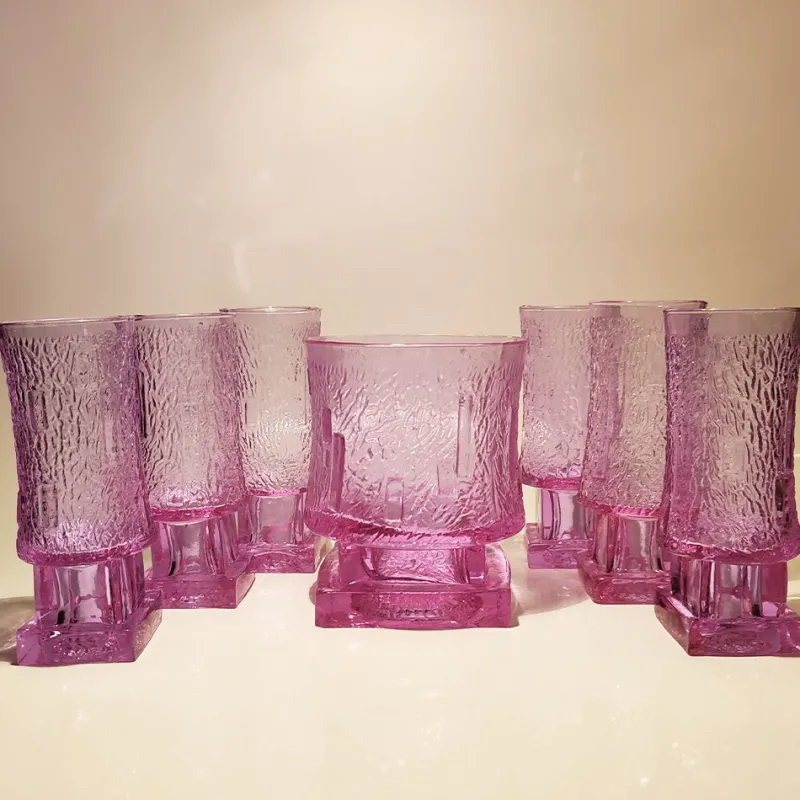 Pamono Ice Bucket and 6 Glasses in Murano Glass Alexandrite, Italy, 1960s, Set of 7> Ice Buckets & Wine Coolers