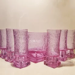 Pamono Ice Bucket and 6 Glasses in Murano Glass Alexandrite, Italy, 1960s, Set of 7><noscript><img width=