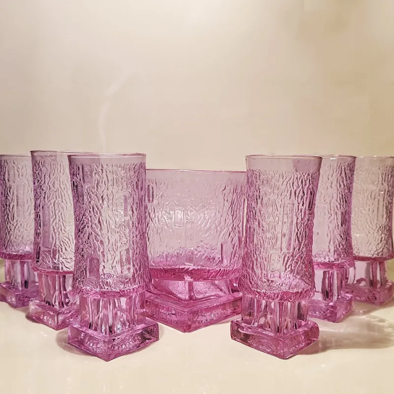 Pamono Ice Bucket and 6 Glasses in Murano Glass Alexandrite, Italy, 1960s, Set of 7> Ice Buckets & Wine Coolers
