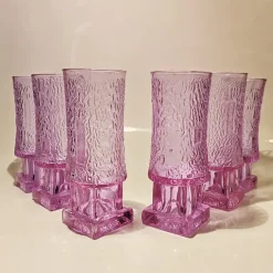 Pamono Ice Bucket and 6 Glasses in Murano Glass Alexandrite, Italy, 1960s, Set of 7><noscript><img width=