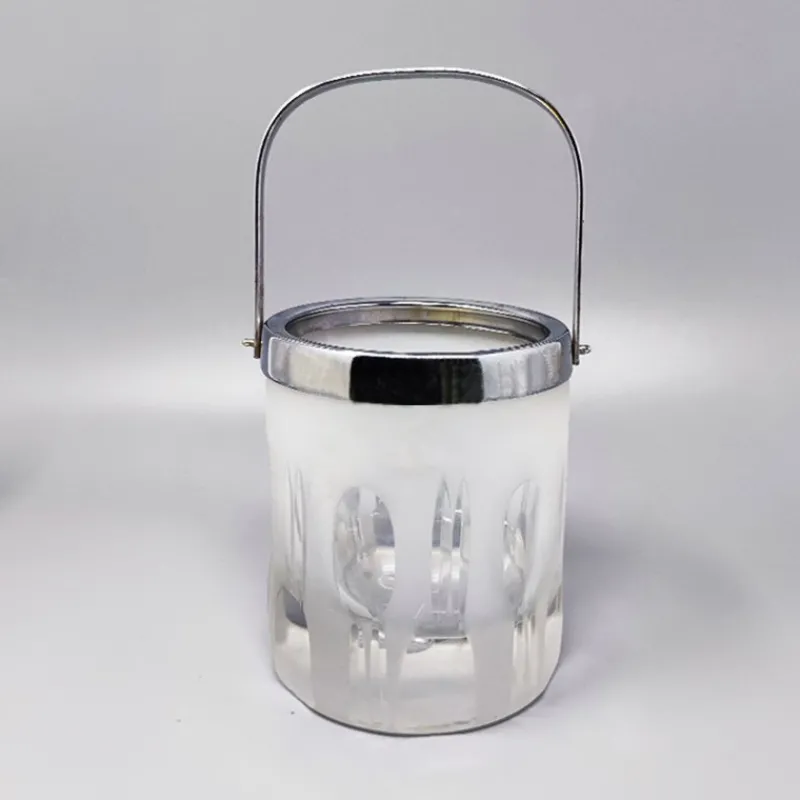 Hot Pamono Ice Bucket with Glasses in Hand Cut Lead Crystal from Kristal, Italy, 1960, Set of 7