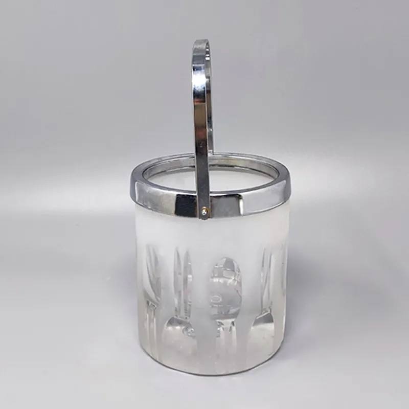 Hot Pamono Ice Bucket with Glasses in Hand Cut Lead Crystal from Kristal, Italy, 1960, Set of 7