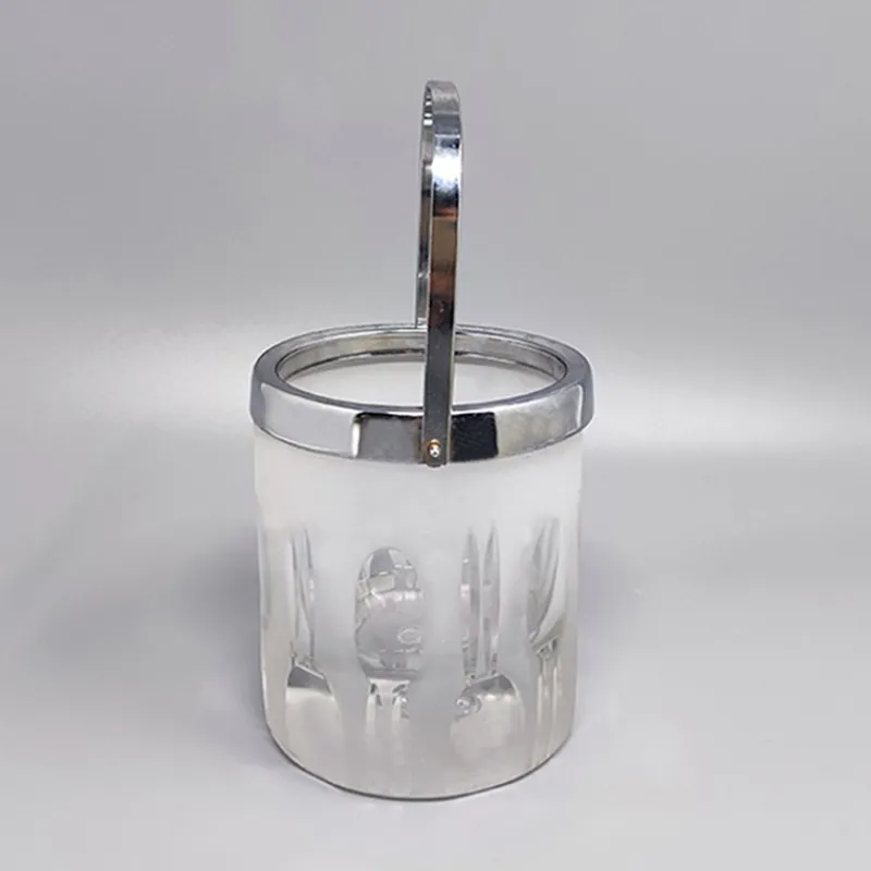 Hot Pamono Ice Bucket with Glasses in Hand Cut Lead Crystal from Kristal, Italy, 1960, Set of 7