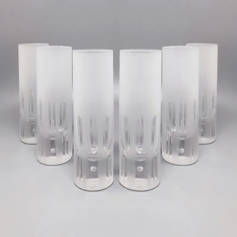 Hot Pamono Ice Bucket with Glasses in Hand Cut Lead Crystal from Kristal, Italy, 1960, Set of 7