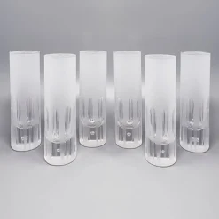 Hot Pamono Ice Bucket with Glasses in Hand Cut Lead Crystal from Kristal, Italy, 1960, Set of 7