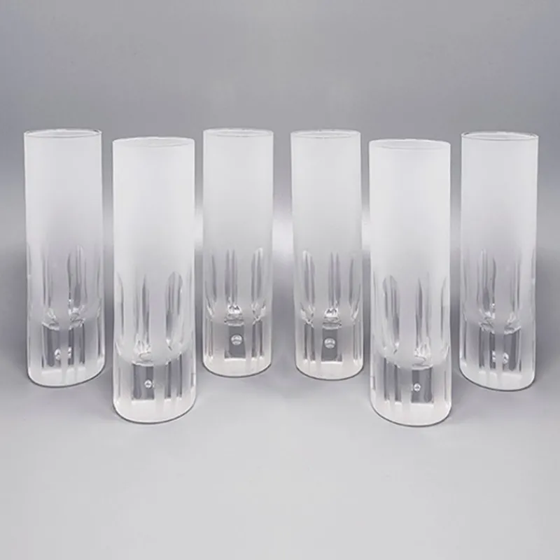 Hot Pamono Ice Bucket with Glasses in Hand Cut Lead Crystal from Kristal, Italy, 1960, Set of 7