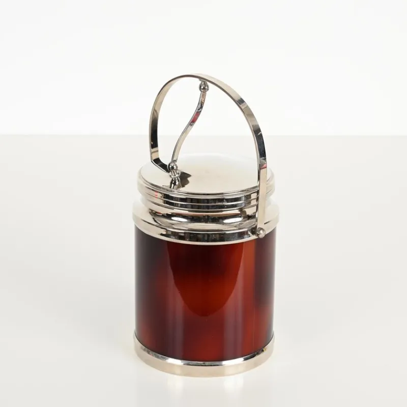 Pamono Ice Bucket with Tongs in Tortoiseshell Style Acrylic Glass and Chrome from Alpac, France, 1970s, Set of 2> Ice Buckets & Wine Coolers