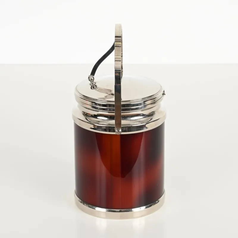 Pamono Ice Bucket with Tongs in Tortoiseshell Style Acrylic Glass and Chrome from Alpac, France, 1970s, Set of 2> Ice Buckets & Wine Coolers