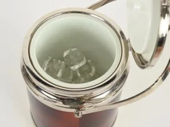 Pamono Ice Bucket with Tongs in Tortoiseshell Style Acrylic Glass and Chrome from Alpac, France, 1970s, Set of 2><noscript><img width=