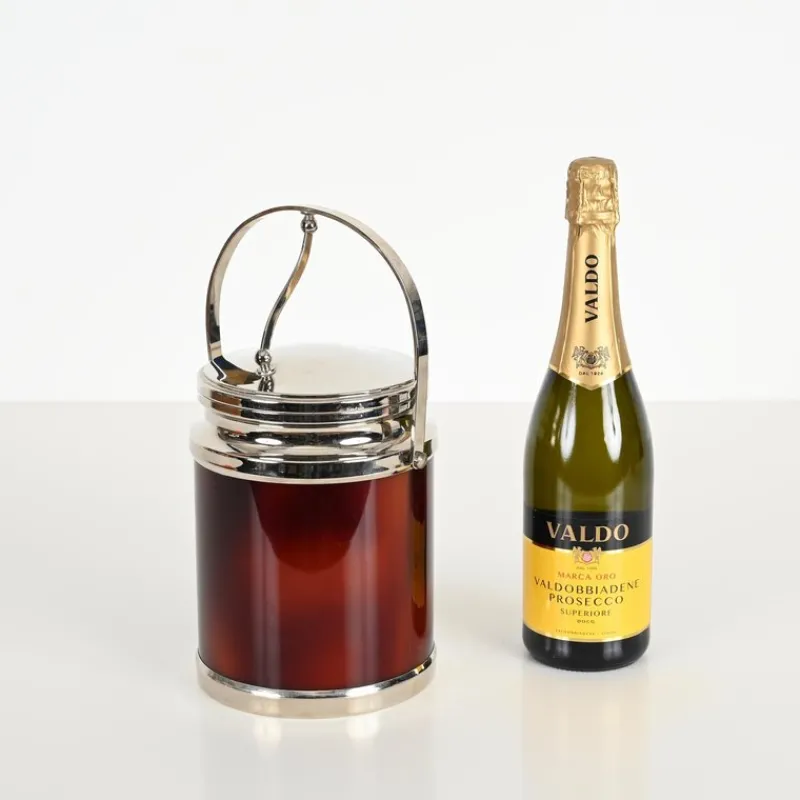 Pamono Ice Bucket with Tongs in Tortoiseshell Style Acrylic Glass and Chrome from Alpac, France, 1970s, Set of 2> Ice Buckets & Wine Coolers