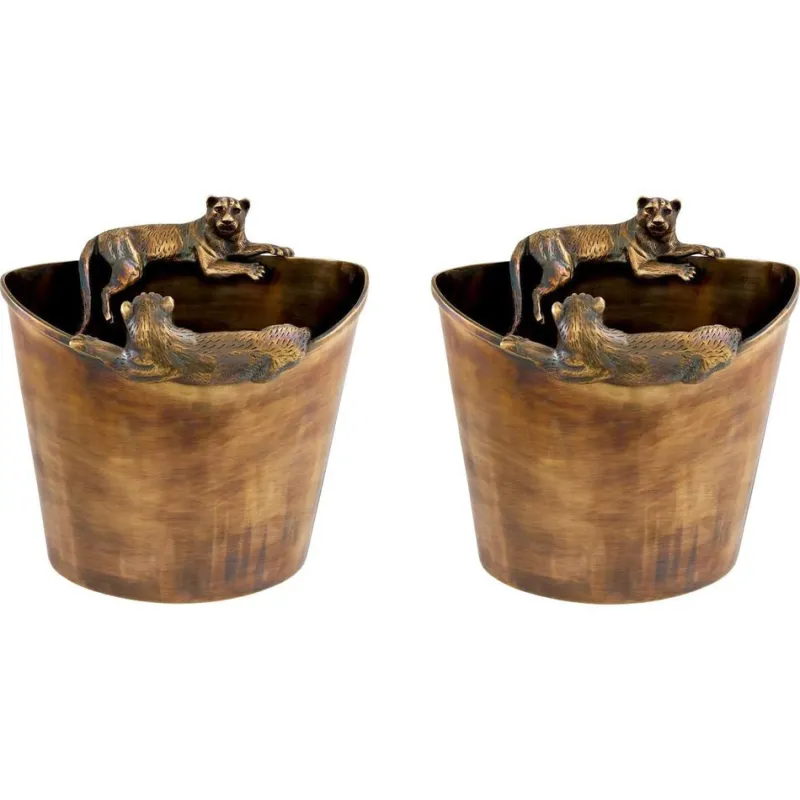 Online Pamono Ice Buckets in Bronze Patinated Metal, Set of 2