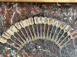 Pamono Ice Cream Spoons in Sterling Silver and Vermeil from Odiot, France, 19th Century, Set of 18> Cutlery & Serving Utensils