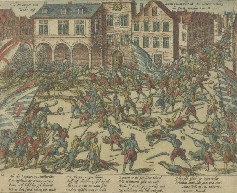 Sale Pamono Illustration of Troops of William of Orange Battling with Amsterdam Citizens, 1580