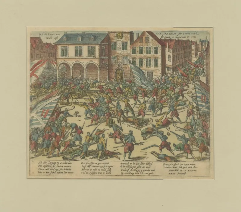 Sale Pamono Illustration of Troops of William of Orange Battling with Amsterdam Citizens, 1580