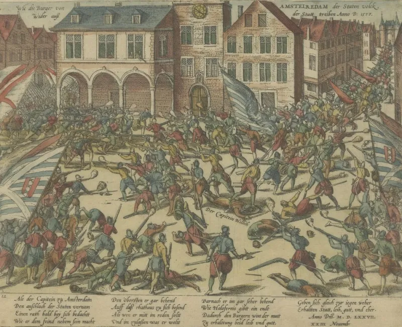 Sale Pamono Illustration of Troops of William of Orange Battling with Amsterdam Citizens, 1580