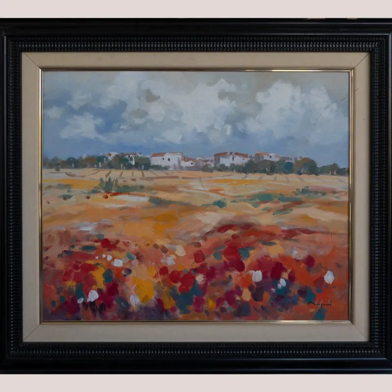Discount Pamono Impressionist Artist, Wildflowers Landscape, Oil Painting