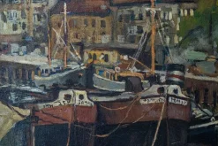 New Pamono Impressionist Harbour Scene, 1960s, Oil on Canvas, Framed