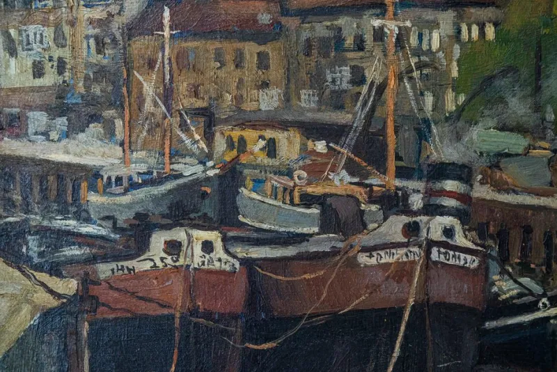 New Pamono Impressionist Harbour Scene, 1960s, Oil on Canvas, Framed