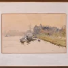 Discount Pamono Impressionist Temple Pier London, 1910s, Watercolour on Canvas, Framed