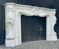 Best Pamono Impressive Louis XV Fireplace in Carrara Marble, 1880s
