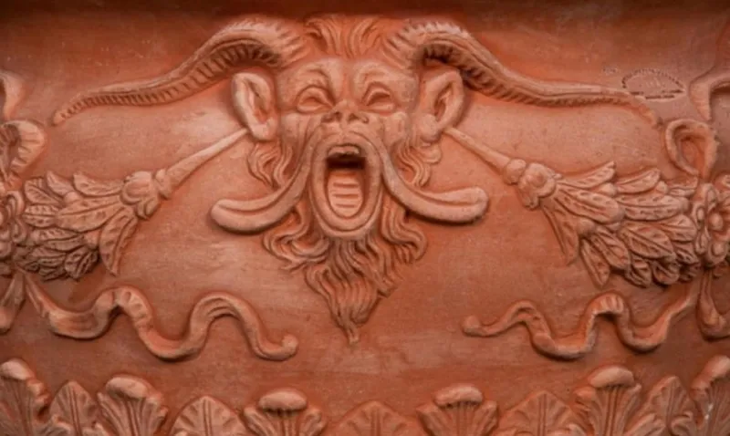 Hot Pamono Impruneta Terracotta Planters with Fauns, Late 20th Century, Set of 2
