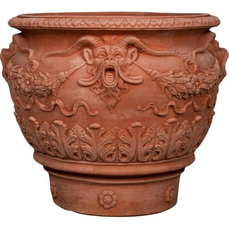 Hot Pamono Impruneta Terracotta Planters with Fauns, Late 20th Century, Set of 2