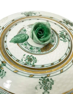 Pamono Indian Basket Green Pattern Porcelain Tea Service for 12 from Herend, Hungary, 1930s, Set of 27><noscript><img width=