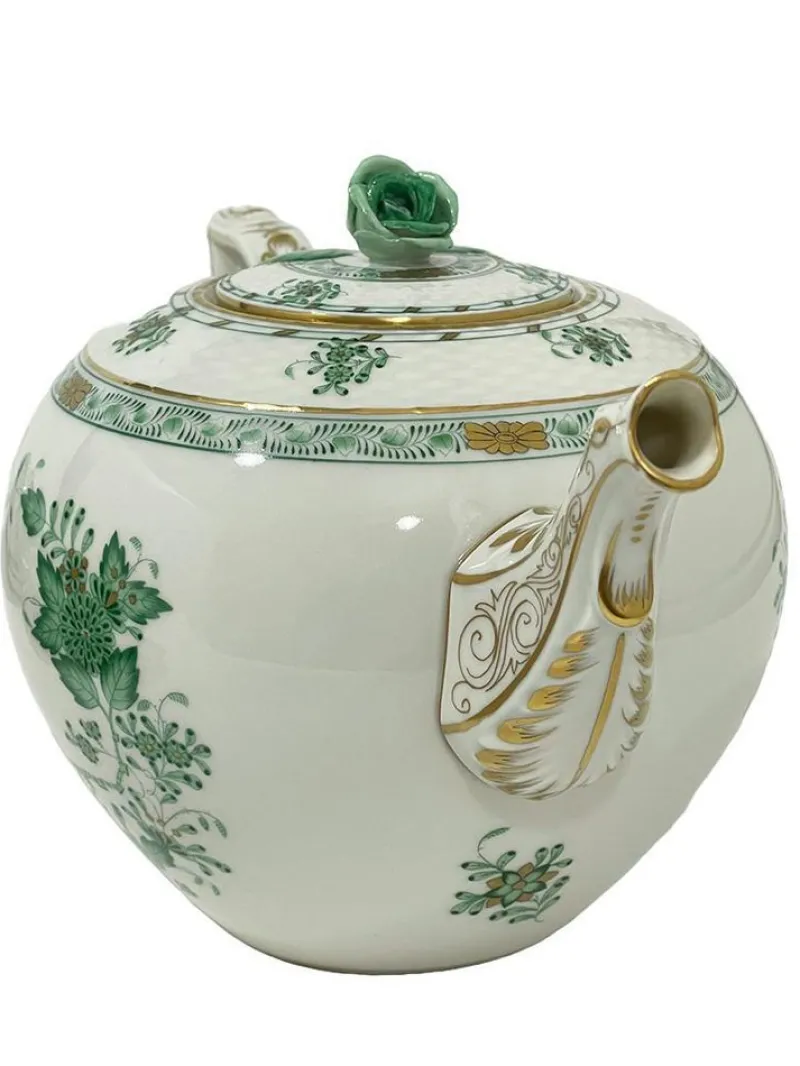 Pamono Indian Basket Green Pattern Porcelain Tea Service for 12 from Herend, Hungary, 1930s, Set of 27> Coffee & Tea Service