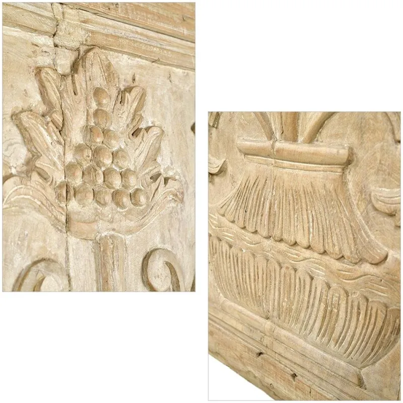 Pamono Indian Carved Wooden Wall Panel with Floral Decoration> Wall Decor