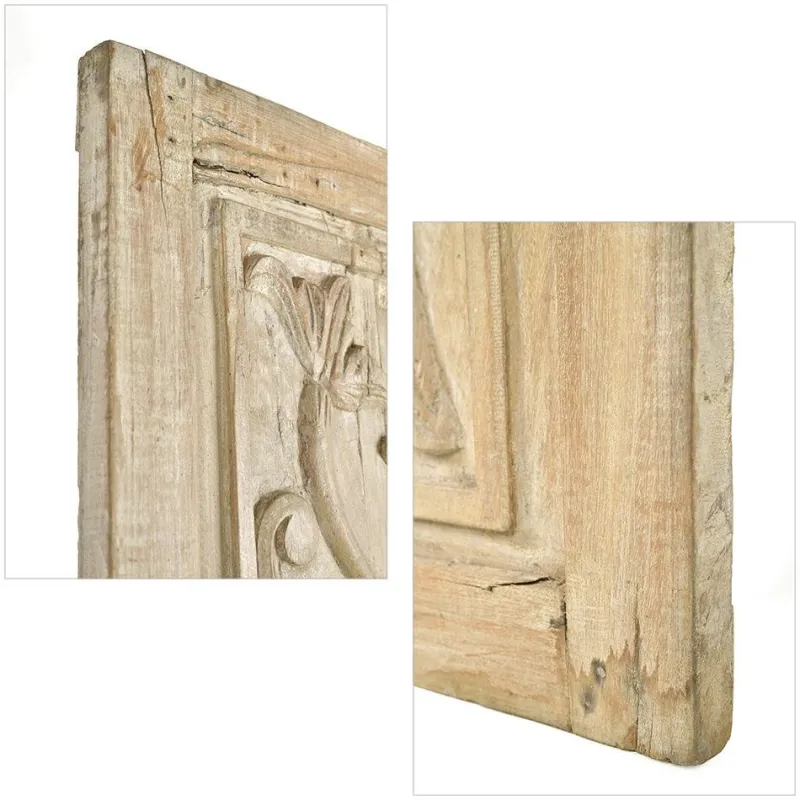 Pamono Indian Carved Wooden Wall Panel with Floral Decoration> Wall Decor