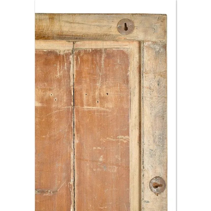 New Pamono Indian Carved Wooden Wall Panel with Floral Decoration