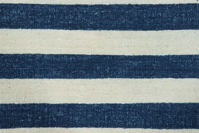 Pamono Indian Dhurrie Rug with Blue and White Stripes from R&K Principal Jahanshah Nazmiyal> Carpets & Textiles|Carpets & Textiles
