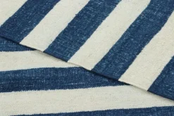 Pamono Indian Dhurrie Rug with Blue and White Stripes from R&K Principal Jahanshah Nazmiyal><noscript><img width=