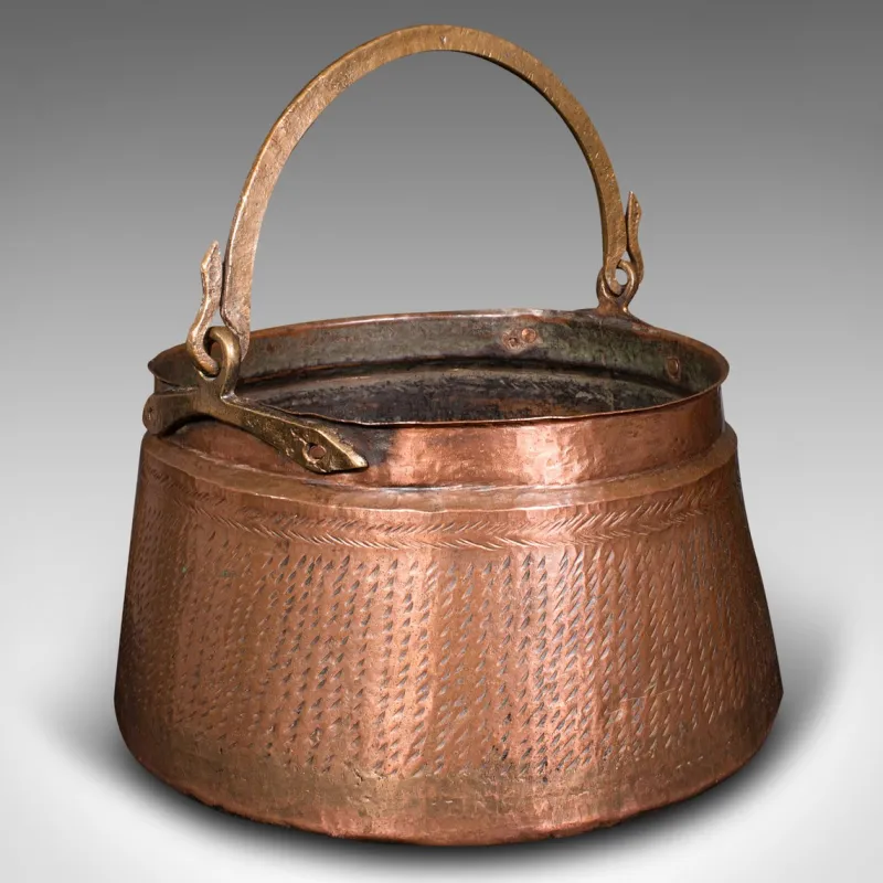 Online Pamono Indian Fireside Fuel Basket in Copper & Bronze, 1850s