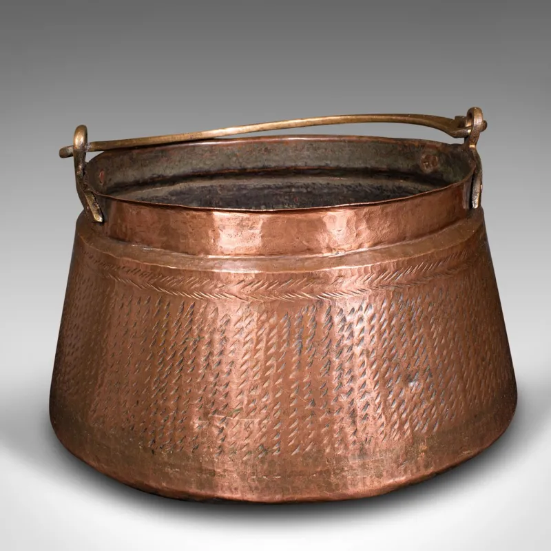 Online Pamono Indian Fireside Fuel Basket in Copper & Bronze, 1850s