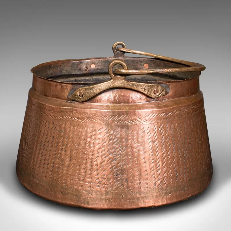 Online Pamono Indian Fireside Fuel Basket in Copper & Bronze, 1850s