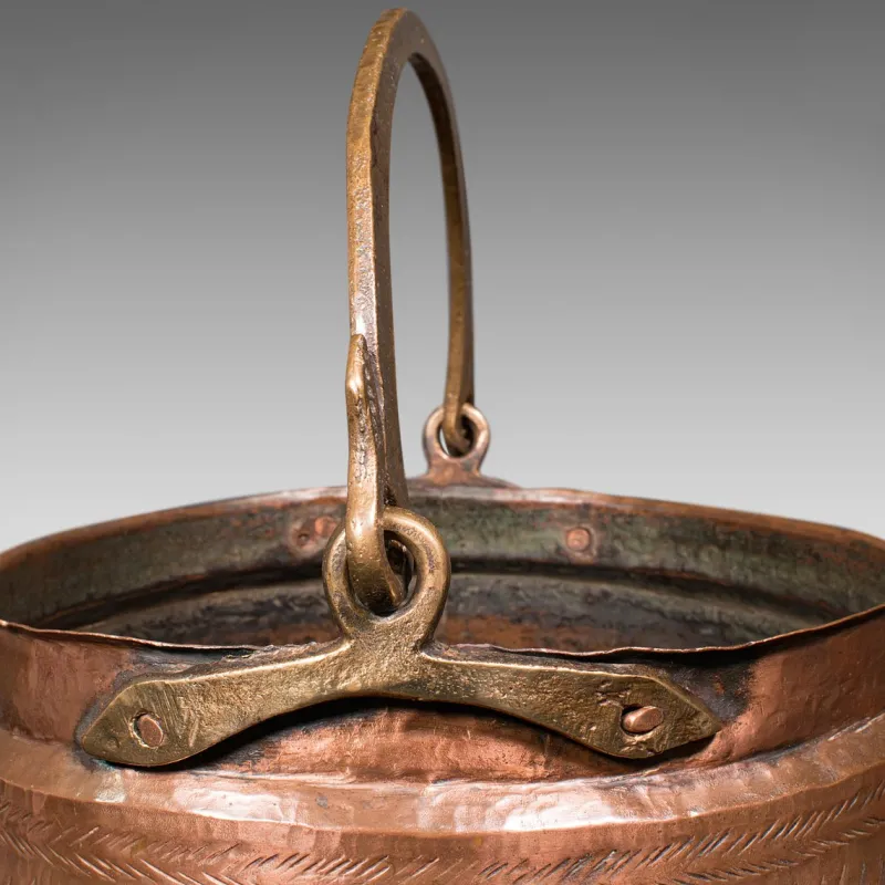 Online Pamono Indian Fireside Fuel Basket in Copper & Bronze, 1850s